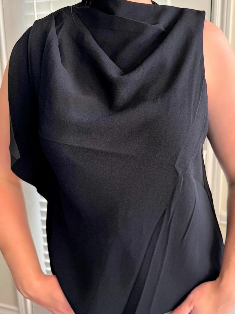 Black Draped Cowl Neck Tunic Like New